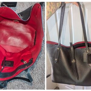 Coach Black and Red Leather Tote